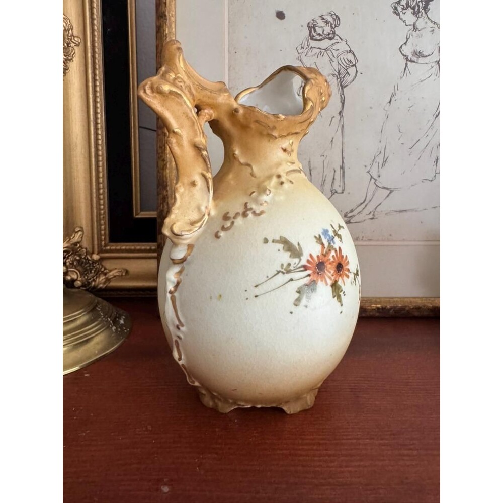 Antique Ernst Wahliss Austria Floral Vase, Turn Wien Crown Mark, Hand Painted - Picture 15 of 16